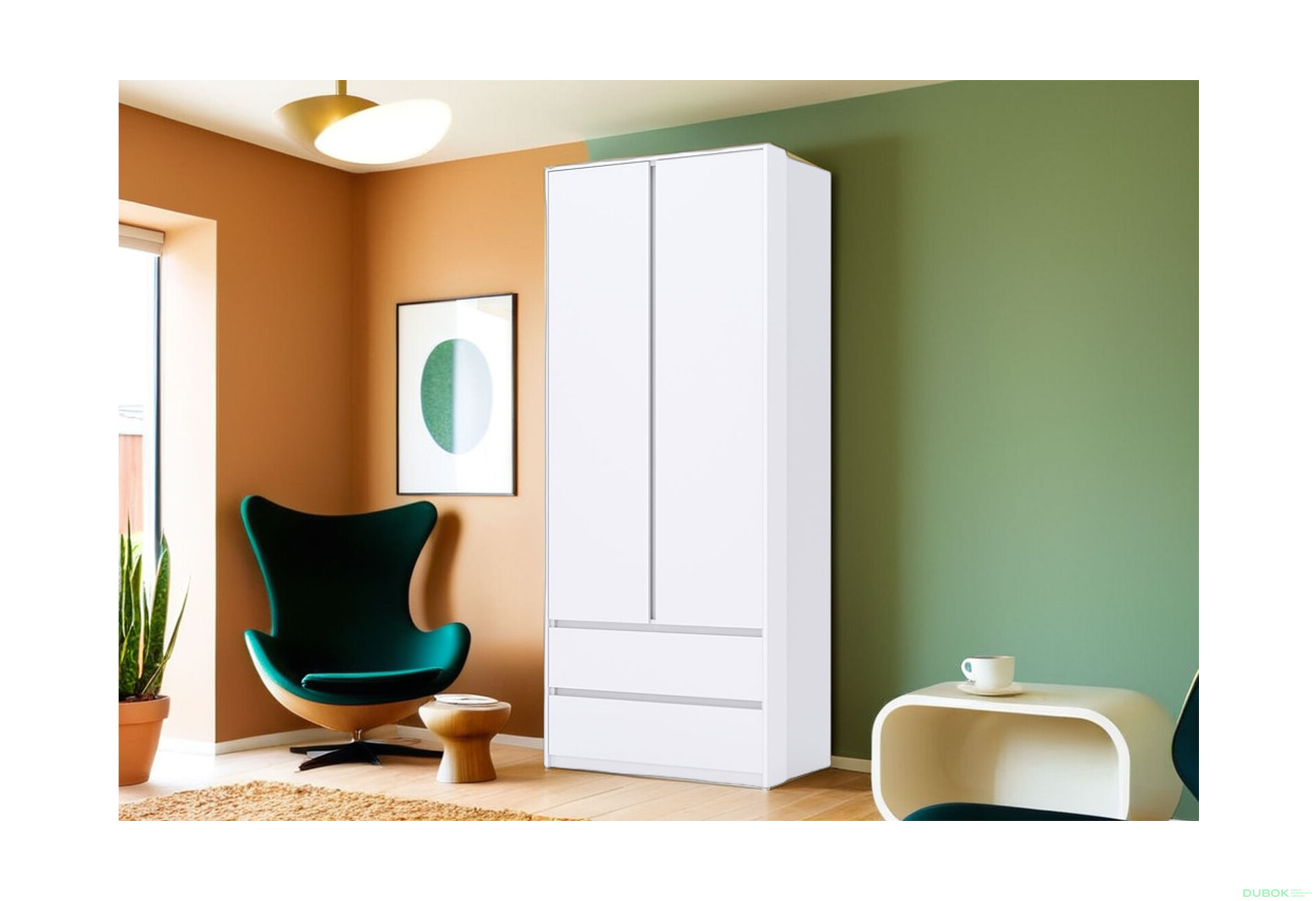 Skříň 2dv 2šx Bez zrcadel Super Mat Bílá Tibo - Fotografie 5 Fotografie 5 - Skříň 2dv 2šx Bez zrcadel Super Mat Bílá Tibo