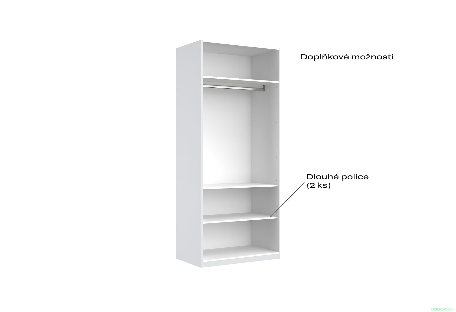 Skříň 2dv Bez zrcadel Super Mat Bílá Tibo - Fotografie 6 Fotografie 6 - Skříň 2dv Bez zrcadel Super Mat Bílá Tibo
