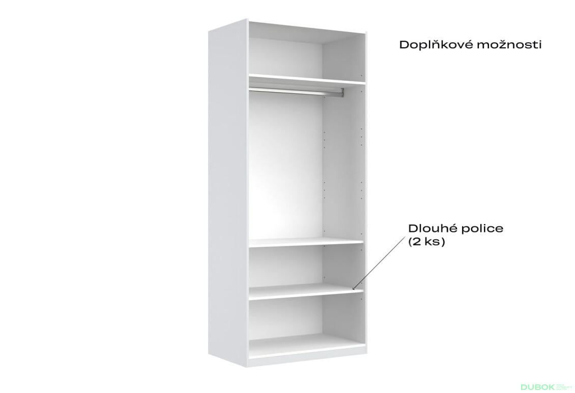 Skříň 2dv Bez zrcadel Super Mat Bílá Tibo - Fotografie 6 Fotografie 6 - Skříň 2dv Bez zrcadel Super Mat Bílá Tibo