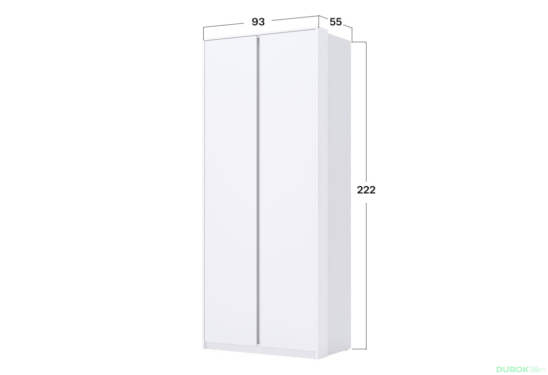 Skříň 2dv Bez zrcadel Super Mat Bílá Tibo - Fotografie 2 Fotografie 2 - Skříň 2dv Bez zrcadel Super Mat Bílá Tibo