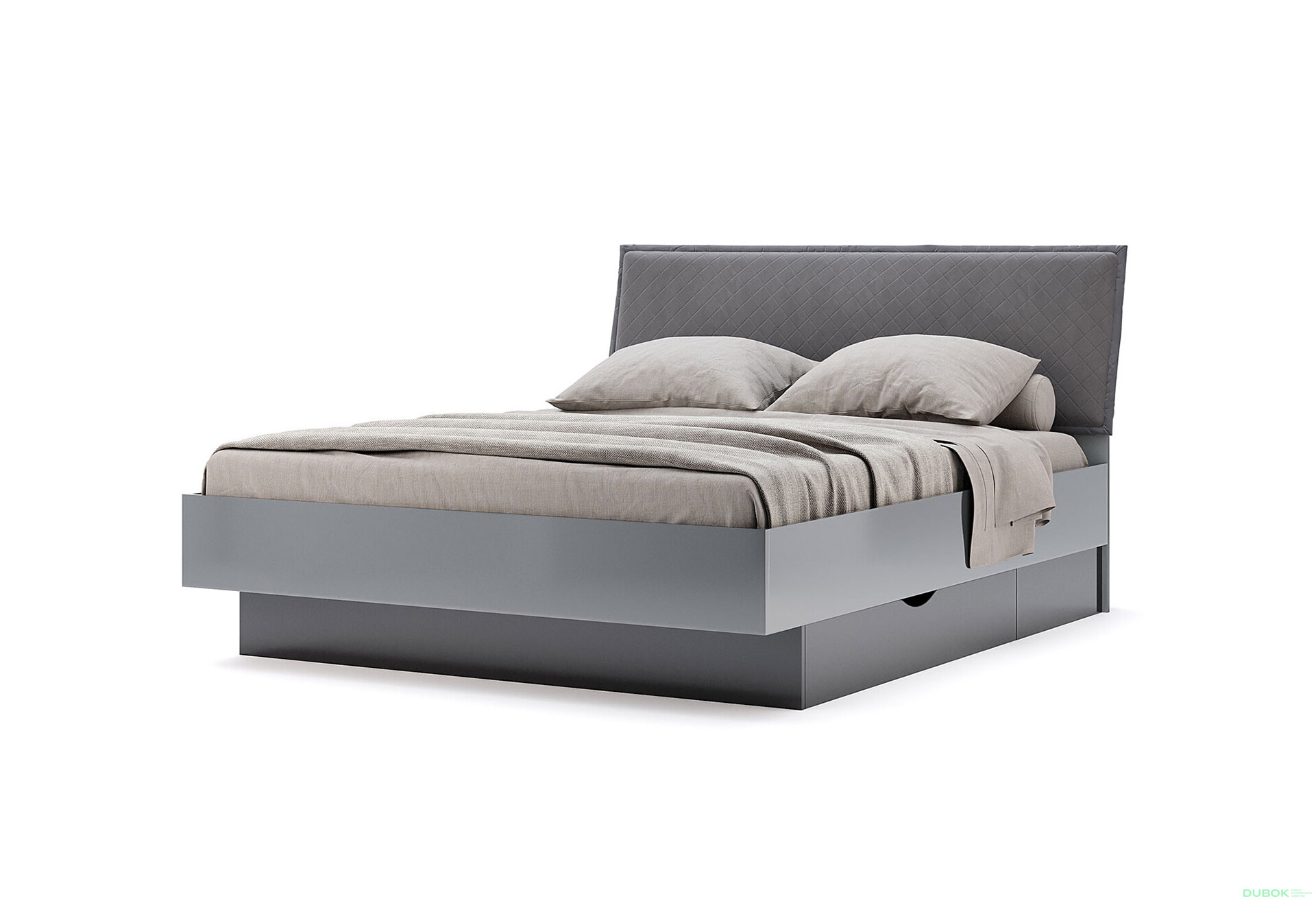 Postel 1.8x2.0 Měkké čelo s šuplíky bez rámu Mat antracit / mat grafit Teo - Fotografie 1 Fotografie 1 - Postel 1.8x2.0 Měkké čelo s šuplíky bez rámu Mat antracit / mat grafit Teo