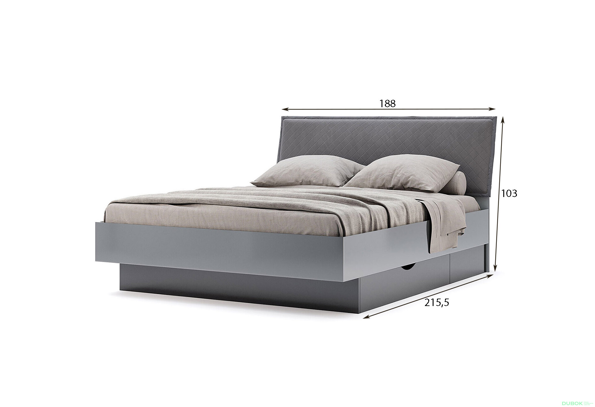 Postel 1.8x2.0 Měkké čelo s šuplíky bez rámu Mat antracit / mat grafit Teo - Fotografie 5 Fotografie 5 - Postel 1.8x2.0 Měkké čelo s šuplíky bez rámu Mat antracit / mat grafit Teo