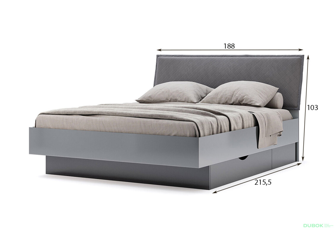 Postel 1.8x2.0 Měkké čelo s šuplíky bez rámu Mat antracit / mat grafit Teo - Fotografie 5 Fotografie 5 - Postel 1.8x2.0 Měkké čelo s šuplíky bez rámu Mat antracit / mat grafit Teo