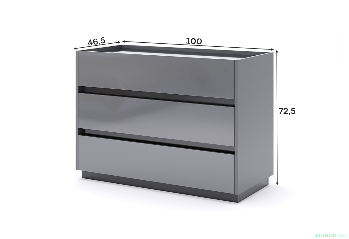 Fotografie 5 - Komoda 3šx Mat antracit / mat grafit Teo