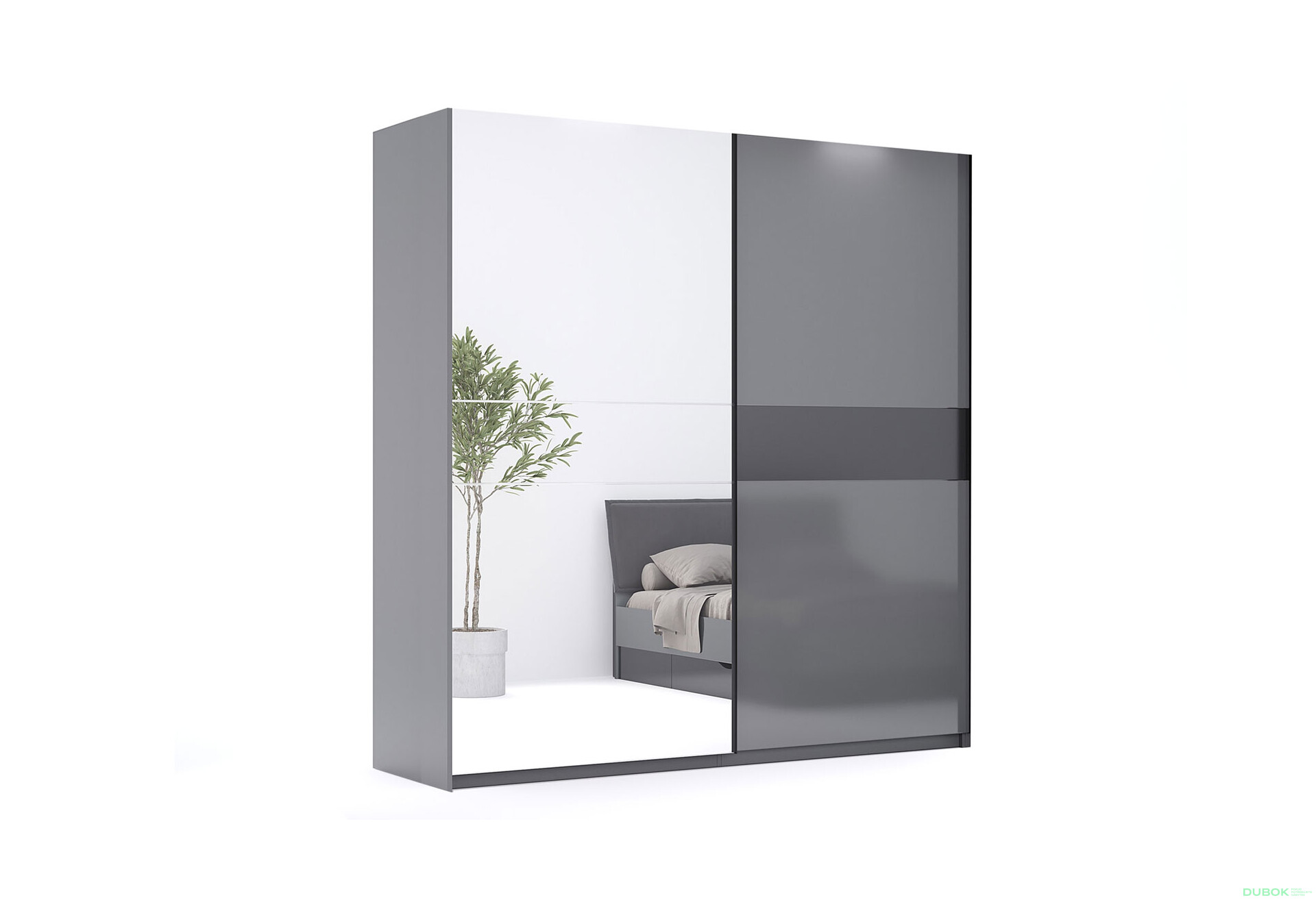 Skříň s posuvnými dveřmi 2,0 m se zrcadlem Mat antracit / mat grafit Teo - Fotografie 1 Fotografie 1 - Skříň s posuvnými dveřmi 2,0 m se zrcadlem Mat antracit / mat grafit Teo