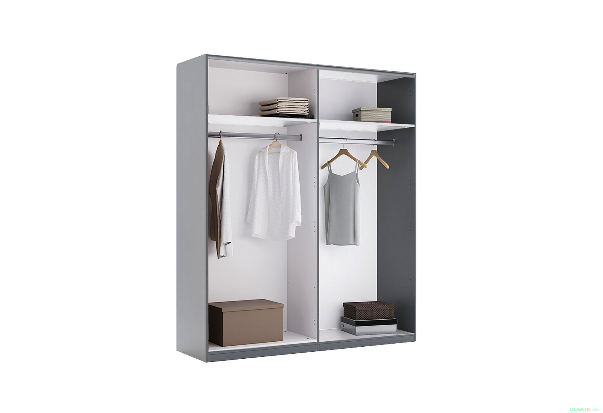 Skříň s posuvnými dveřmi 2,0 m se zrcadlem Mat antracit / mat grafit Teo - Fotografie 2 Fotografie 2 - Skříň s posuvnými dveřmi 2,0 m se zrcadlem Mat antracit / mat grafit Teo