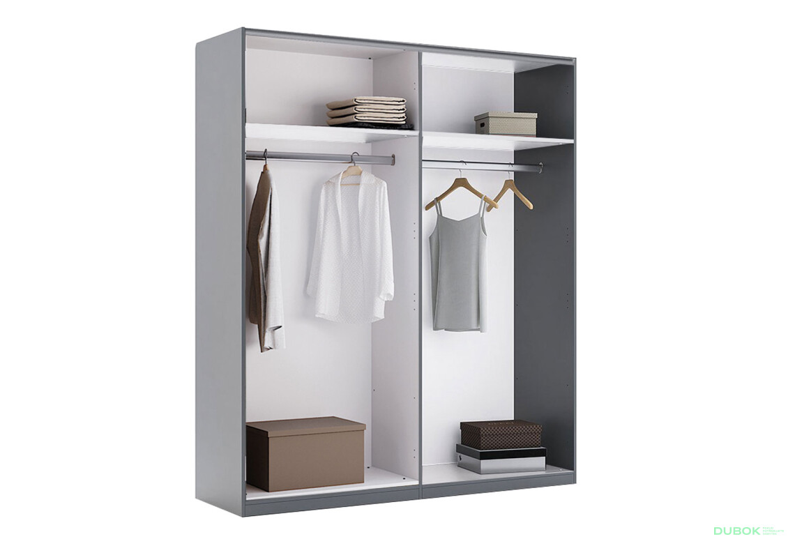 Skříň s posuvnými dveřmi 2,0 m se zrcadlem Mat antracit / mat grafit Teo - Fotografie 2 Fotografie 2 - Skříň s posuvnými dveřmi 2,0 m se zrcadlem Mat antracit / mat grafit Teo