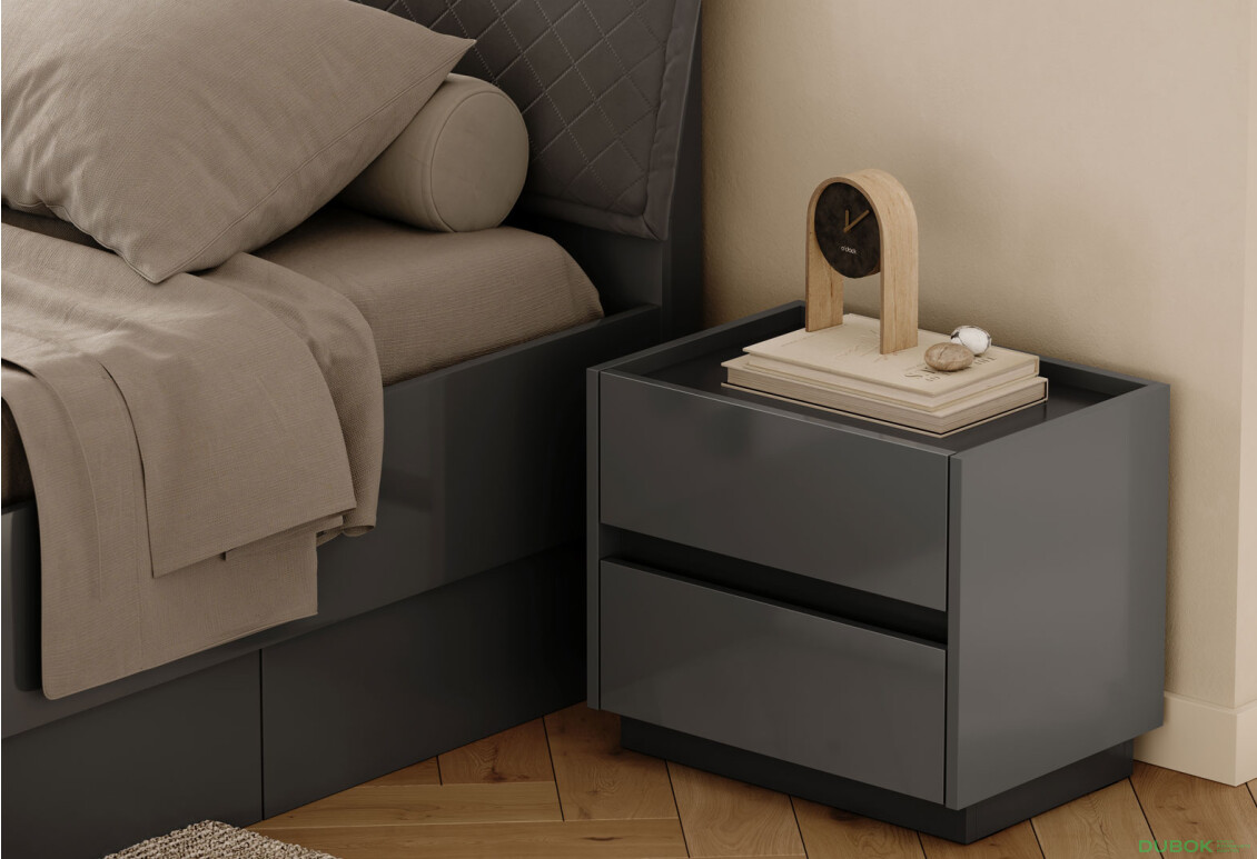 Noční stolek 2šx Mat antracit / mat grafit Teo - Fotografie 3 Fotografie 3 - Noční stolek 2šx Mat antracit / mat grafit Teo