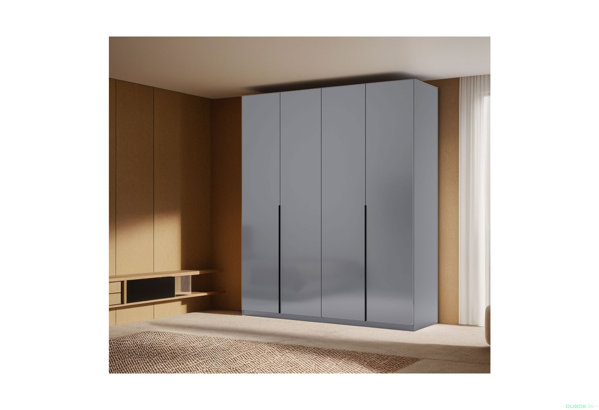 Skříň 4dv bez zrcadel Mat antracit / mat grafit Teo - Fotografie 2 Fotografie 2 - Skříň 4dv bez zrcadel Mat antracit / mat grafit Teo