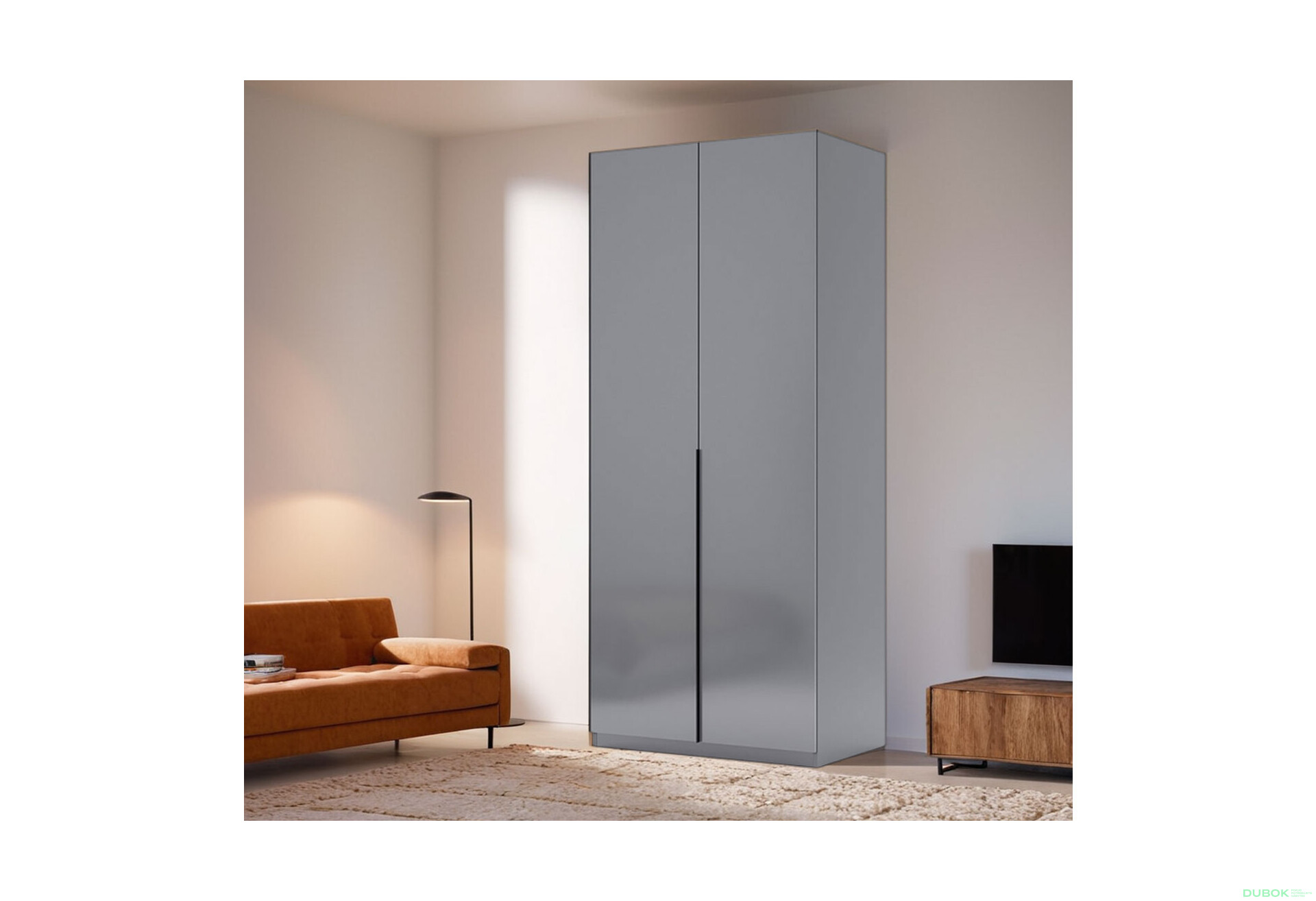 Skříň 2dv bez zrcadel Mat antracit / mat grafit Teo - Fotografie 2 Fotografie 2 - Skříň 2dv bez zrcadel Mat antracit / mat grafit Teo