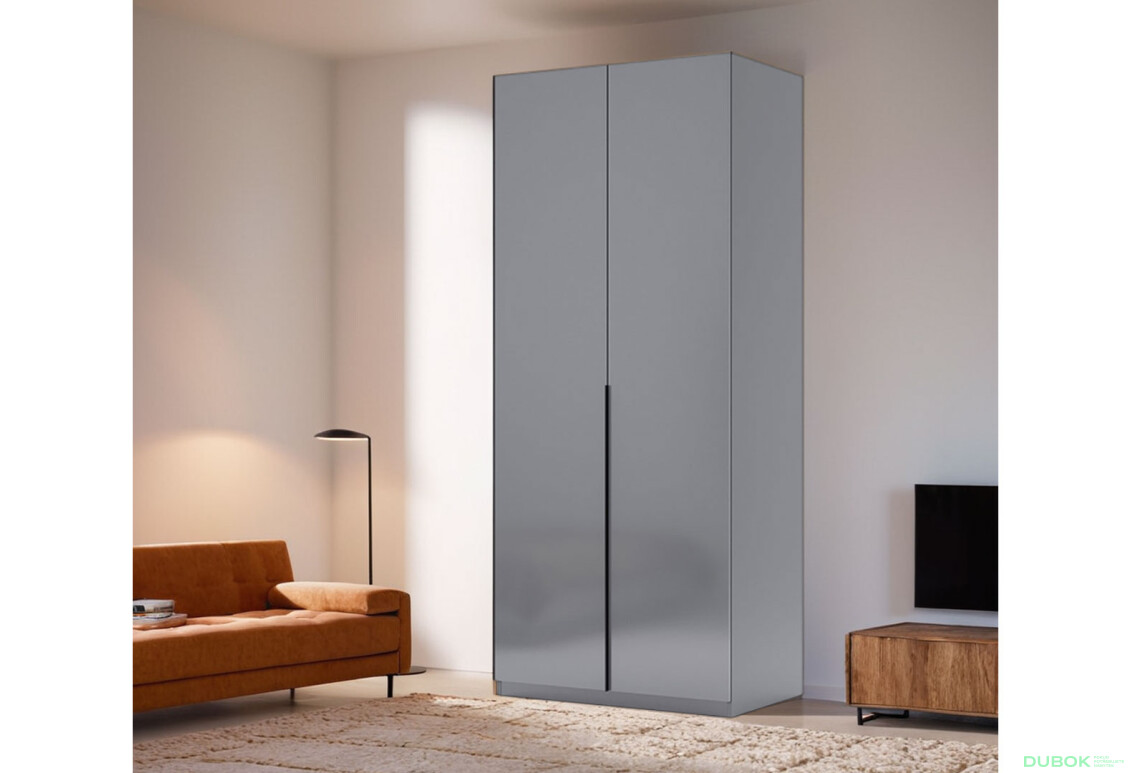 Skříň 2dv bez zrcadel Mat antracit / mat grafit Teo - Fotografie 2 Fotografie 2 - Skříň 2dv bez zrcadel Mat antracit / mat grafit Teo