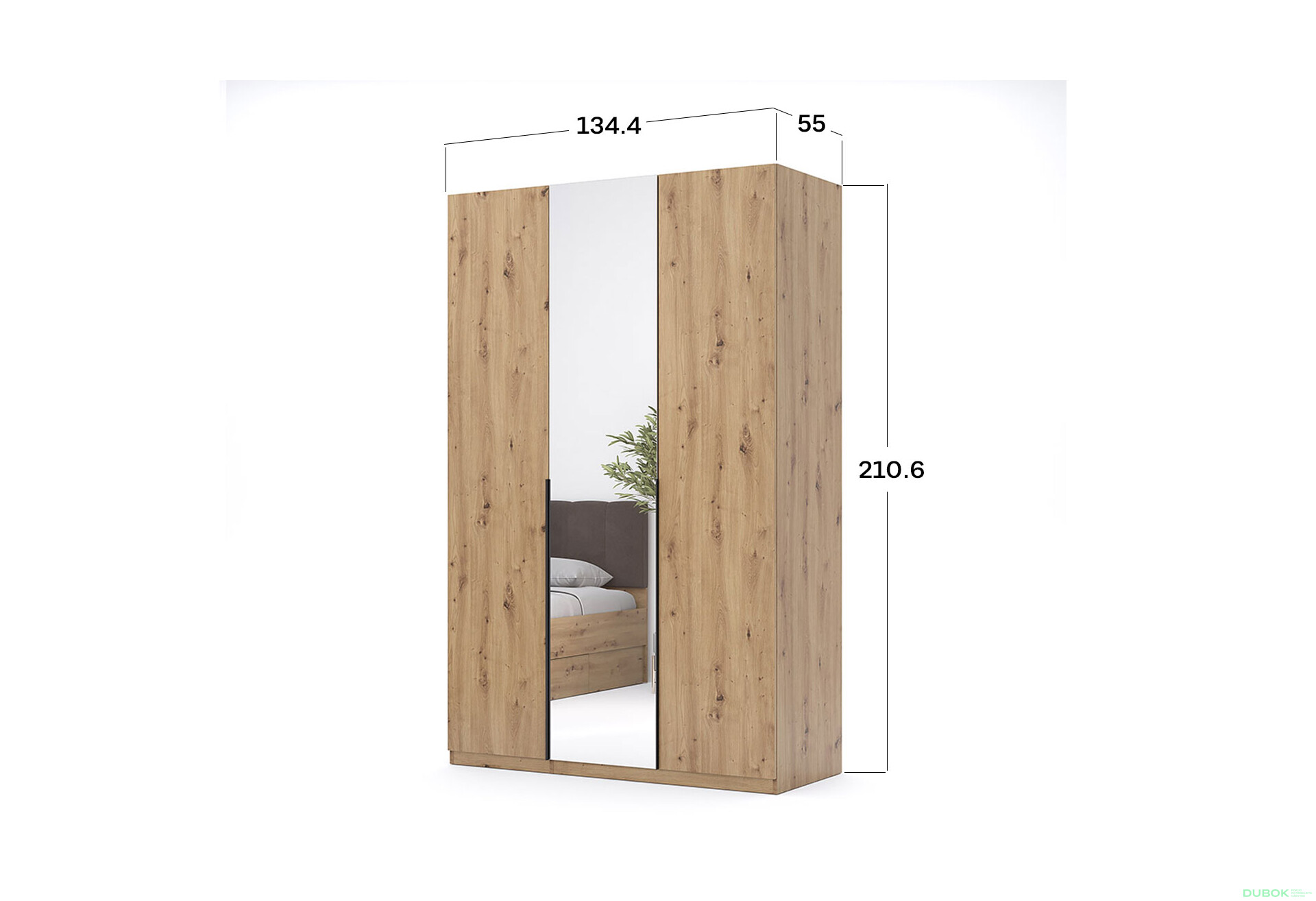 Skříň 3dveřová se zrcadlem, série N, dub artisan Teddy - Fotografie 30 Fotografie 30 - Skříň 3dveřová se zrcadlem, série N, dub artisan Teddy
