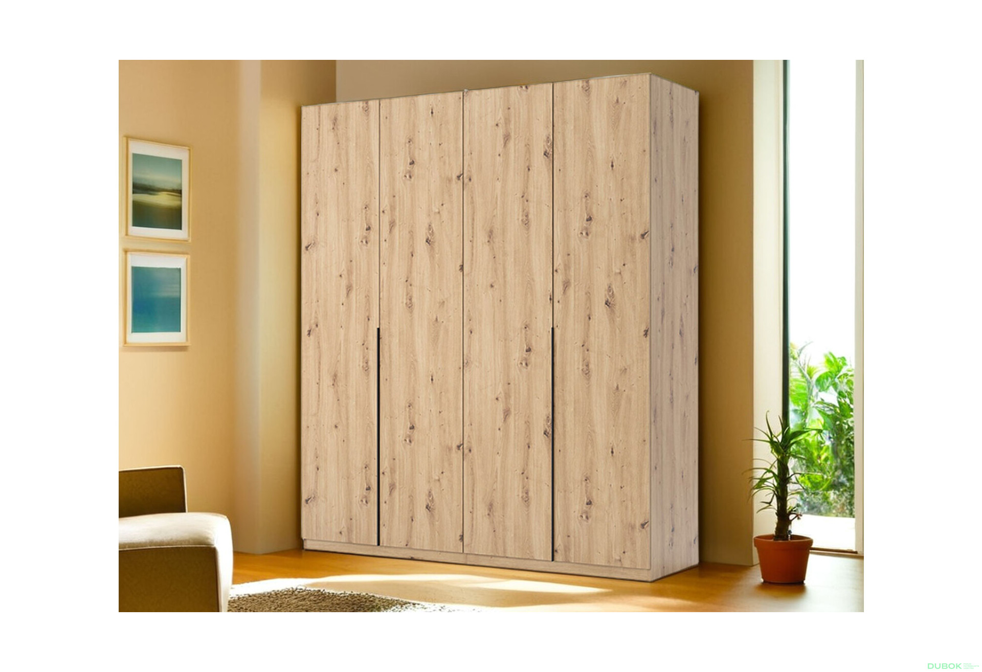 Skříň 4-dveřová bez zrcadel, série N, dub artisan Teddy - Fotografie 32 Fotografie 32 - Skříň 4-dveřová bez zrcadel, série N, dub artisan Teddy