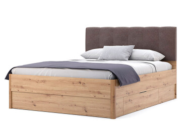 Postel 1,6x2,0 s šuplíky bez rámu, dub artisan Teddy