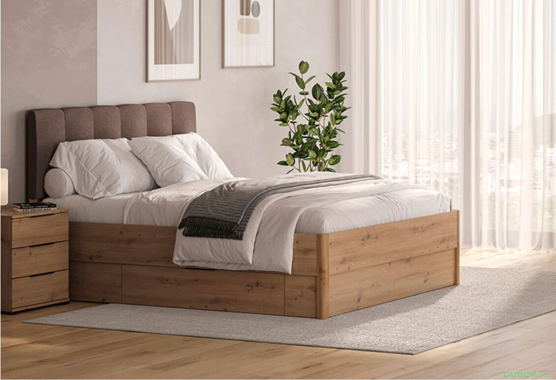 Postel 1,6x2,0 s šuplíky bez rámu, dub artisan Teddy - Fotografie 4 Fotografie 4 - Postel 1,6x2,0 s šuplíky bez rámu, dub artisan Teddy