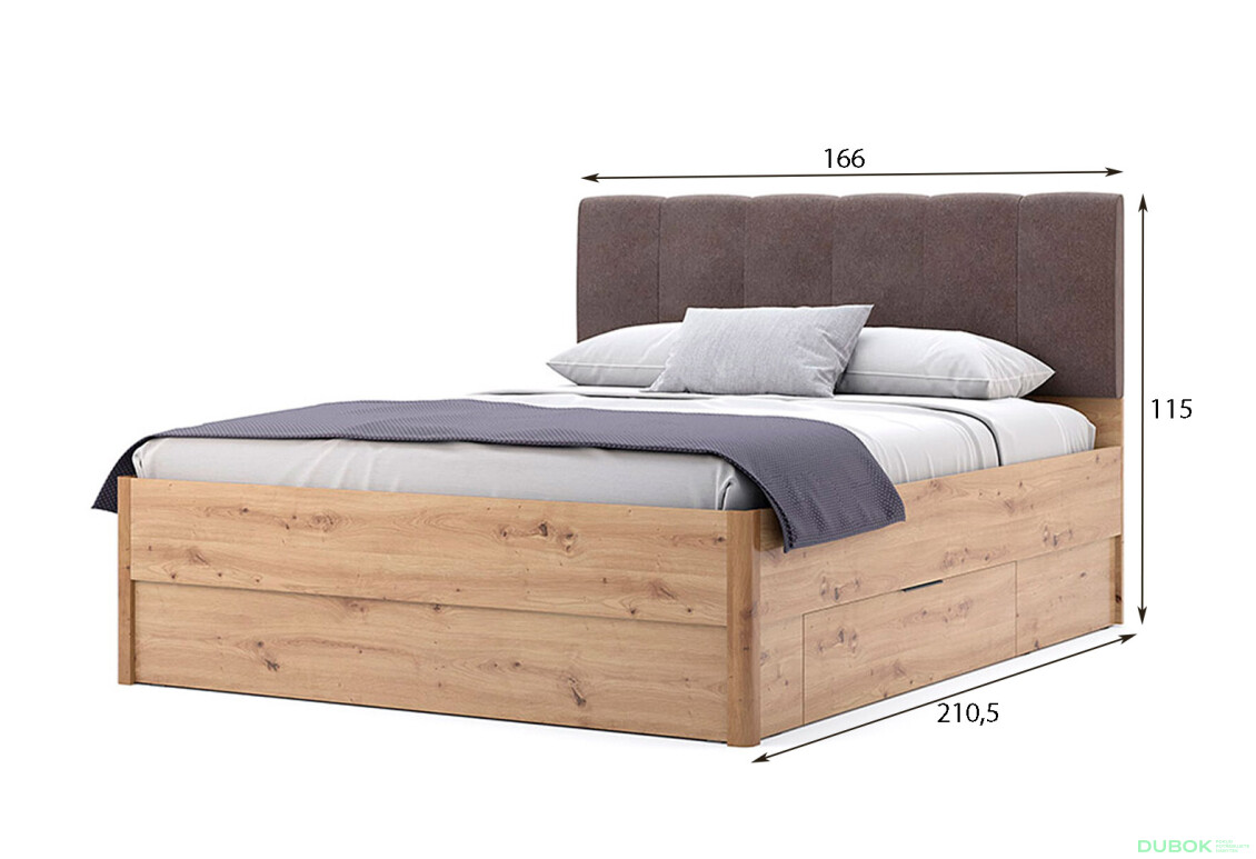 Postel 1,6x2,0 s šuplíky bez rámu, dub artisan Teddy - Fotografie 7 Fotografie 7 - Postel 1,6x2,0 s šuplíky bez rámu, dub artisan Teddy