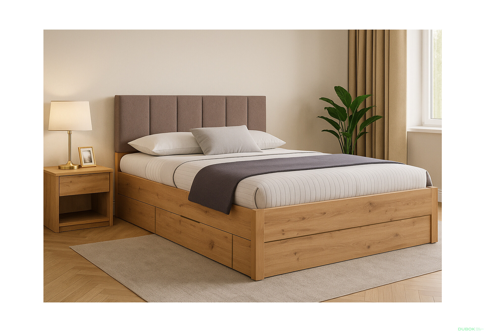 Postel 1,6x2,0 s šuplíky bez rámu, dub artisan Teddy - Fotografie 2 Fotografie 2 - Postel 1,6x2,0 s šuplíky bez rámu, dub artisan Teddy