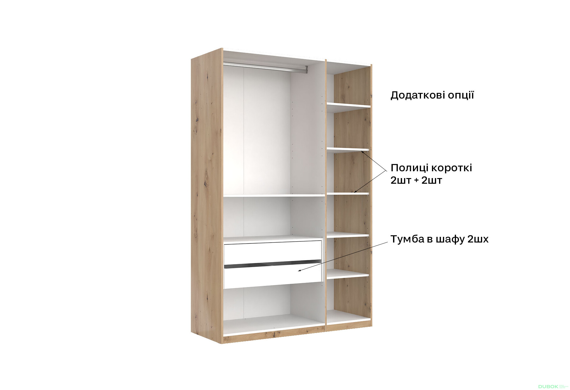 Skříň 3dveřová bez zrcadel, série N, dub artisan Teddy - Fotografie 4 Fotografie 4 - Skříň 3dveřová bez zrcadel, série N, dub artisan Teddy