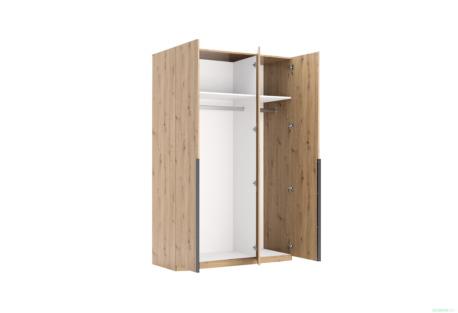 Skříň 3dveřová bez zrcadel, série N, dub artisan Teddy - Fotografie 3 Fotografie 3 - Skříň 3dveřová bez zrcadel, série N, dub artisan Teddy