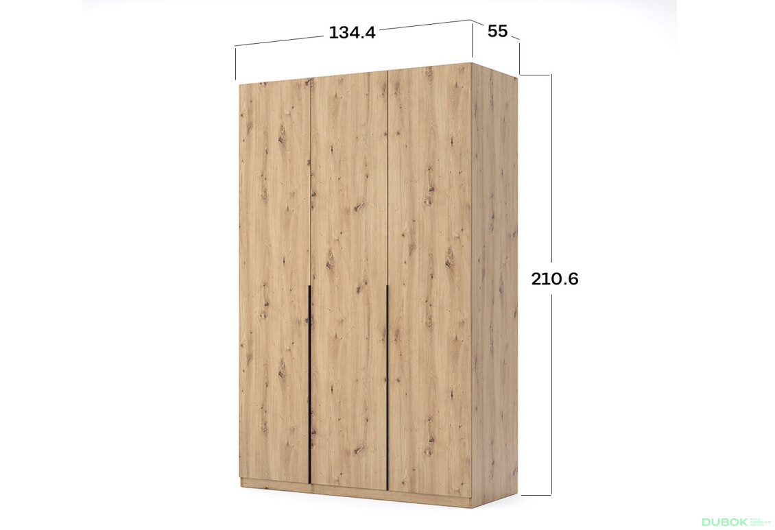 Skříň 3dveřová bez zrcadel, série N, dub artisan Teddy - Fotografie 32 Fotografie 32 - Skříň 3dveřová bez zrcadel, série N, dub artisan Teddy