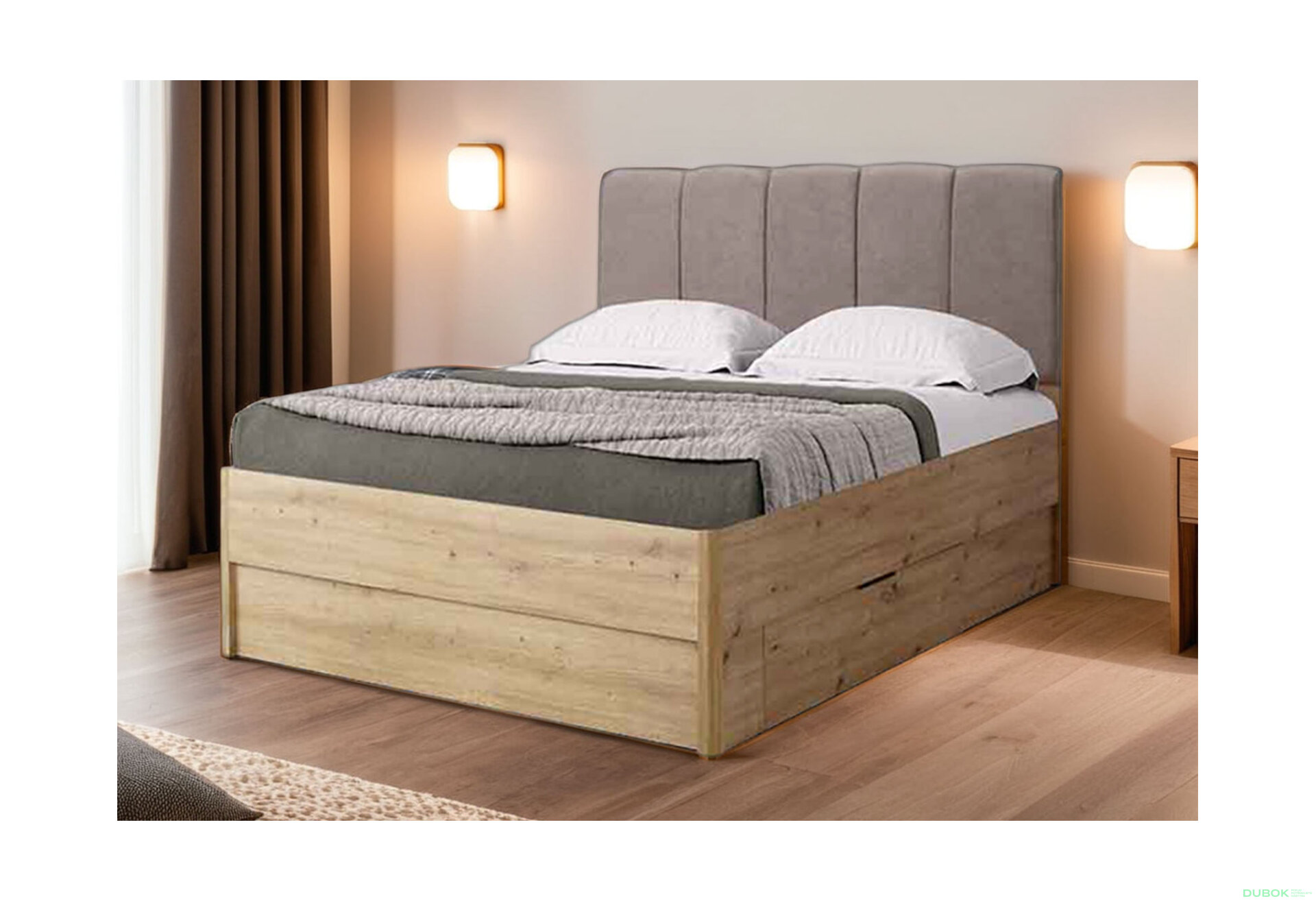 Fotografie 2 - Postel 1,2x2,0 s zásuvkami bez rámu, dub artisan Teddy