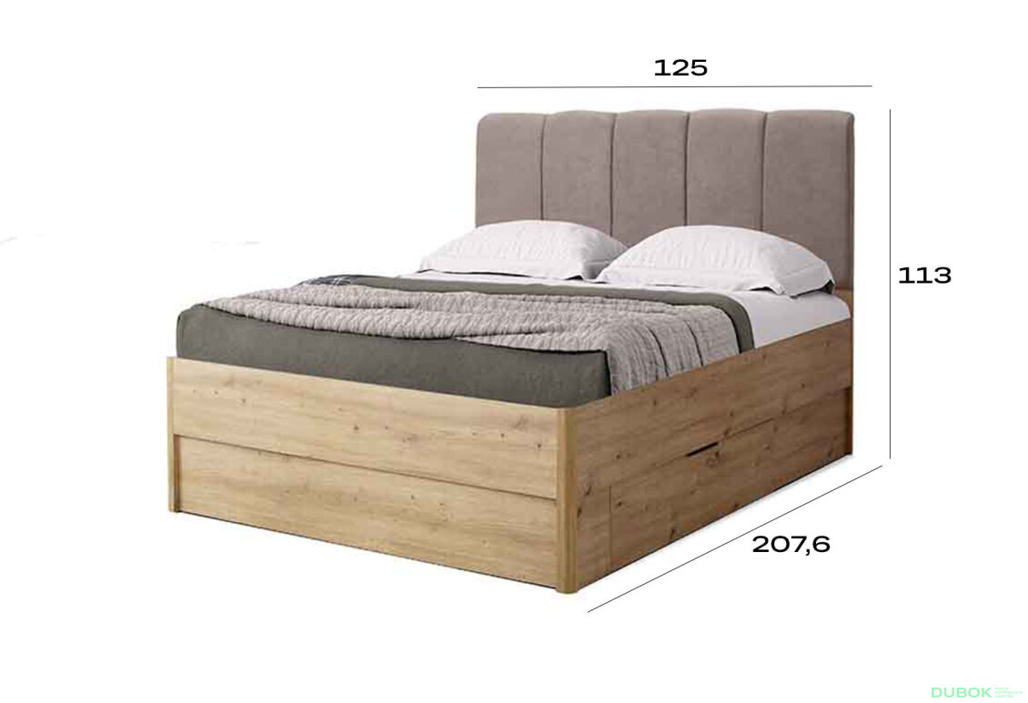 Fotografie 4 - Postel 1,2x2,0 s zásuvkami bez rámu, dub artisan Teddy