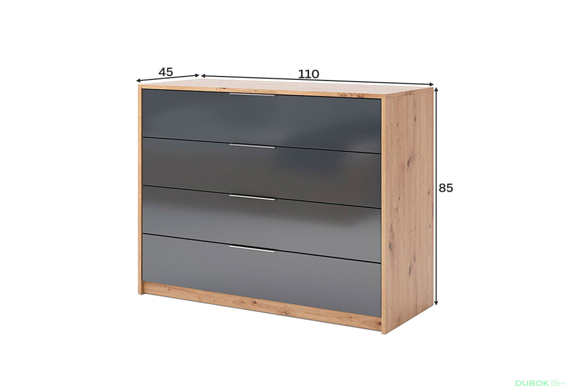 Fotografie 4 - Komoda 4š, matná antracit Raymond Mat antracit