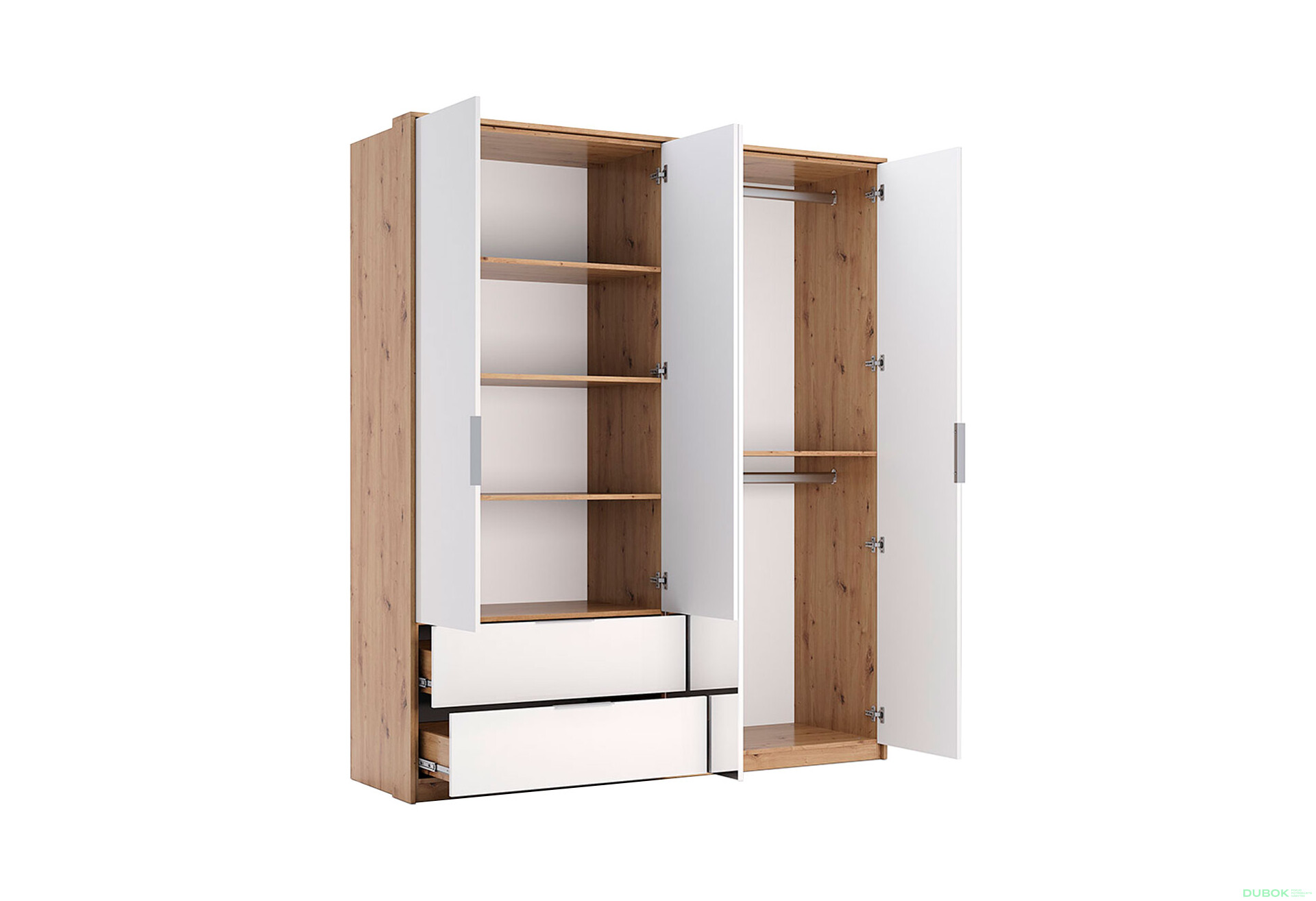 Skříň 4dveře 2š, se zrcadlem, bílý lesk Raymond - Fotografie 3 Fotografie 3 - Skříň 4dveře 2š, se zrcadlem, bílý lesk Raymond