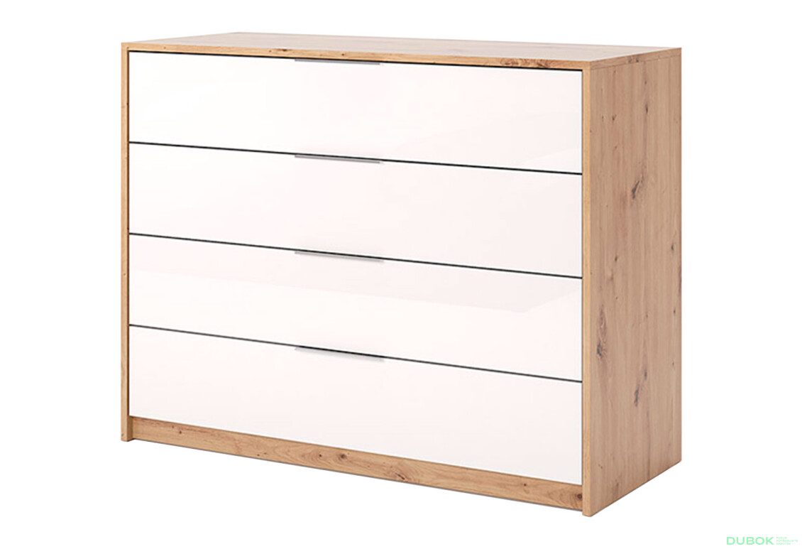 Komoda 4š, bílý lesk Raymond - Fotografie 1 Fotografie 1 - Komoda 4š, bílý lesk Raymond