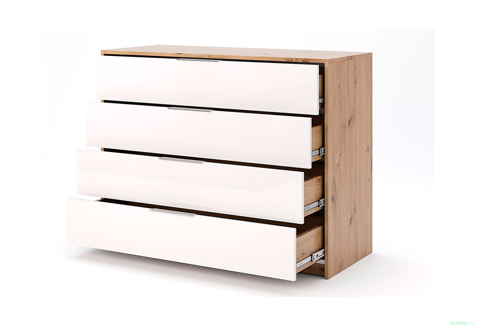 Komoda 4š, bílý lesk Raymond - Fotografie 3 Fotografie 3 - Komoda 4š, bílý lesk Raymond