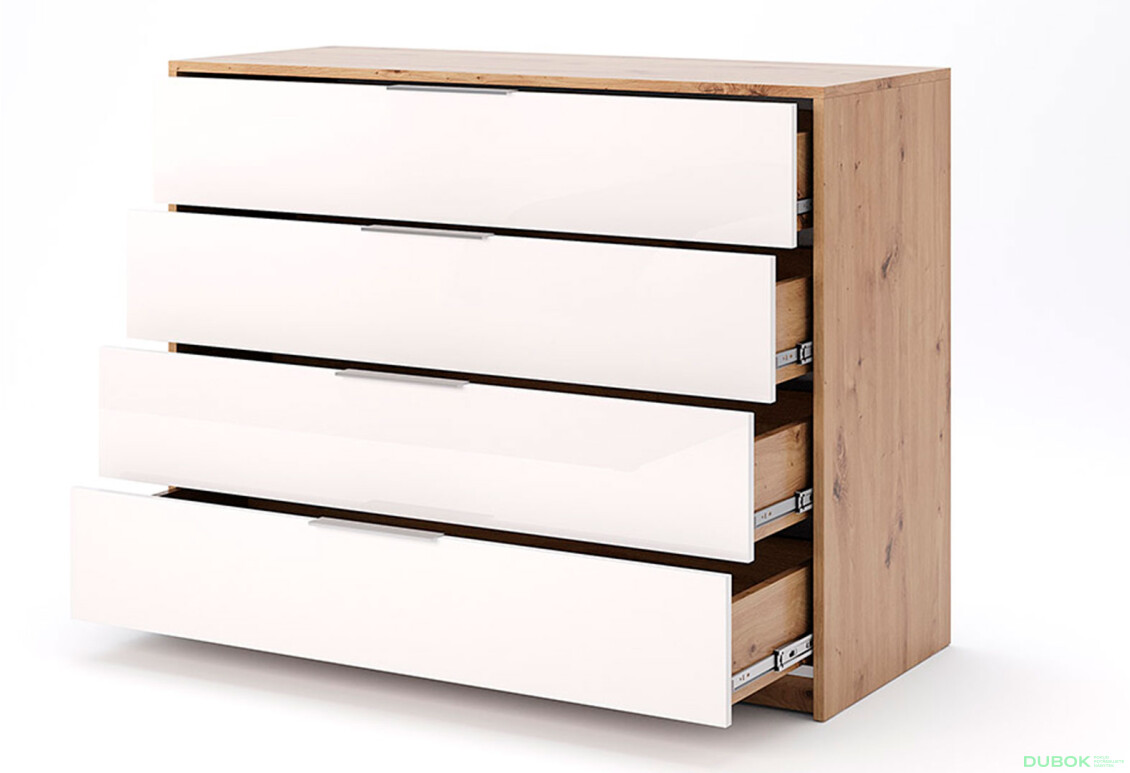 Komoda 4š, bílý lesk Raymond - Fotografie 3 Fotografie 3 - Komoda 4š, bílý lesk Raymond