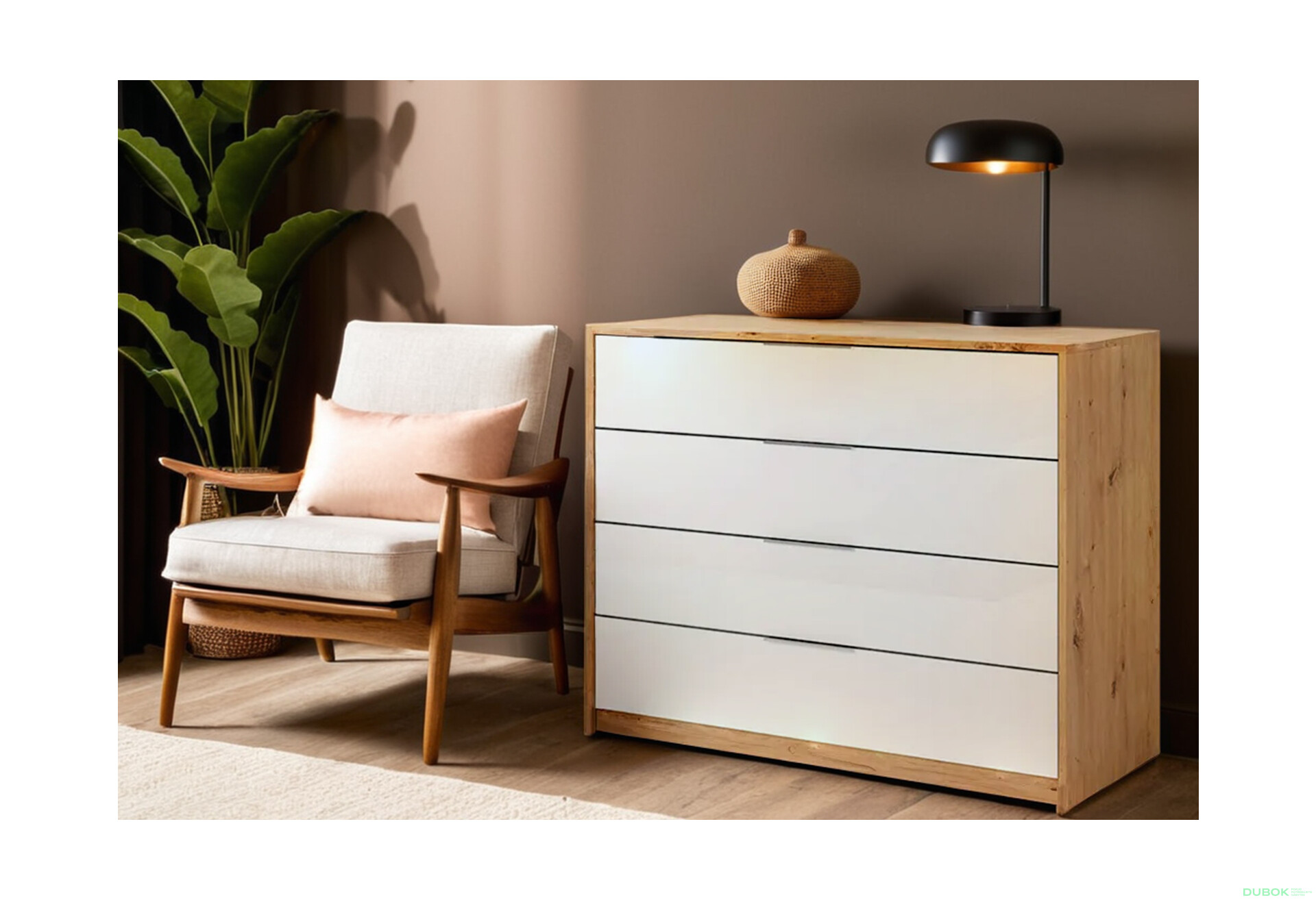 Komoda 4š, bílý lesk Raymond - Fotografie 2 Fotografie 2 - Komoda 4š, bílý lesk Raymond