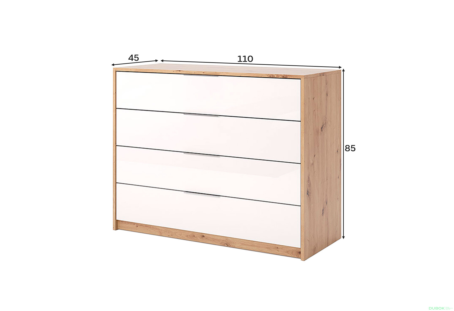 Fotografie 4 - Komoda 4š, bílý lesk Raymond