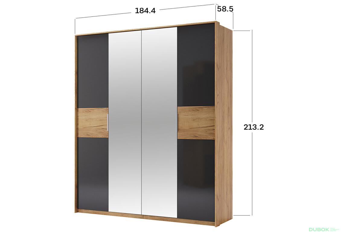 Skříň 4D se zrcadly, série N dub kraft / Lava Ramona - Fotografie 3 Fotografie 3 - Skříň 4D se zrcadly, série N dub kraft / Lava Ramona