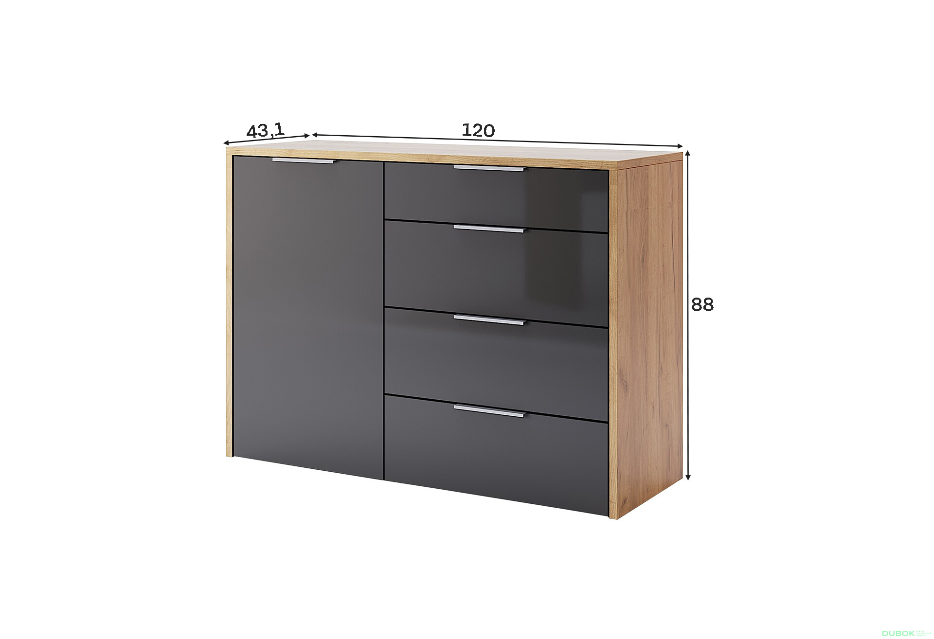 Fotografie 3 - Komoda 1dv 4šu dub kraft / Lava Ramona