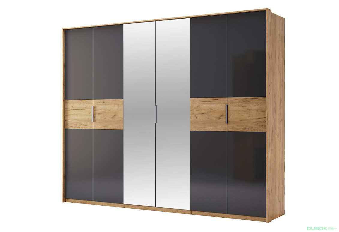 Skříň 6D se zrcadly, série N dub kraft / Lava Ramona - Fotografie 1 Fotografie 1 - Skříň 6D se zrcadly, série N dub kraft / Lava Ramona