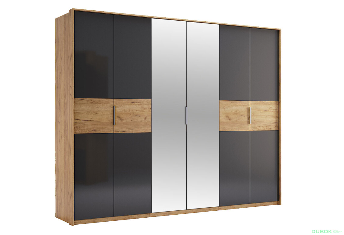 Skříň 6D se zrcadly, série N dub kraft / Lava Ramona - Fotografie 2 Fotografie 2 - Skříň 6D se zrcadly, série N dub kraft / Lava Ramona
