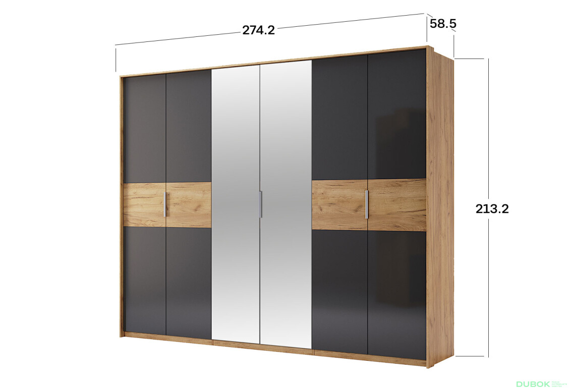 Skříň 6D se zrcadly, série N dub kraft / Lava Ramona - Fotografie 3 Fotografie 3 - Skříň 6D se zrcadly, série N dub kraft / Lava Ramona