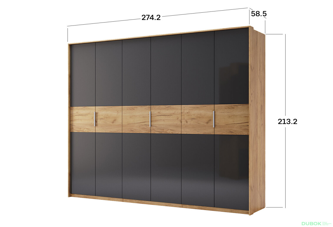 Skříň 6D bez zrcadel, série N dub kraft / Lava Ramona - Fotografie 2 Fotografie 2 - Skříň 6D bez zrcadel, série N dub kraft / Lava Ramona