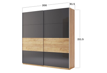 Skříň s posuvnými dveřmi 2.0x2.1 Mat Láva/Dub Kraft, série N Ramona