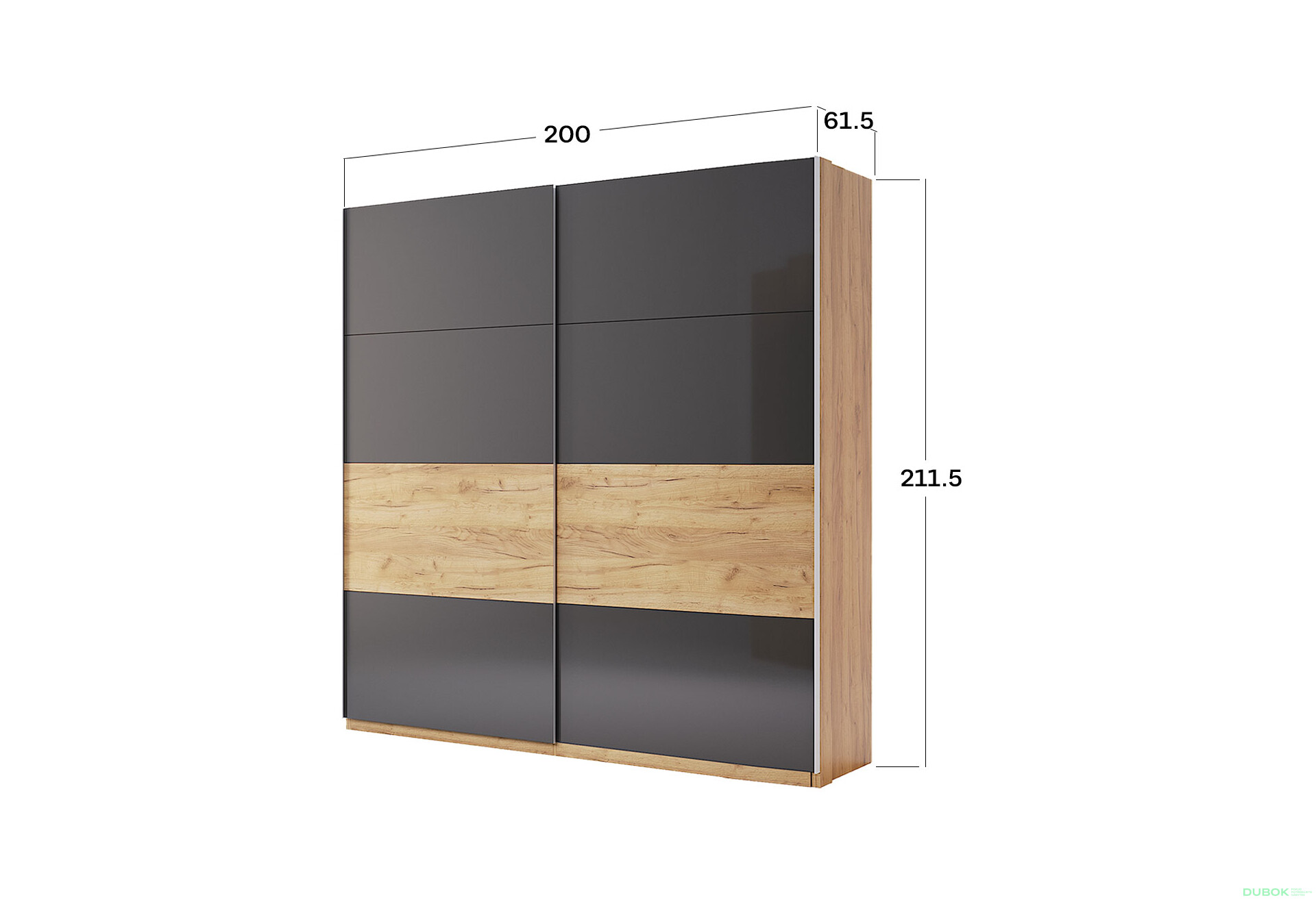 Skříň s posuvnými dveřmi 2.0x2.1 Mat Láva/Dub Kraft, série N Ramona - Fotografie 3 Fotografie 3 - Skříň s posuvnými dveřmi 2.0x2.1 Mat Láva/Dub Kraft, série N Ramona