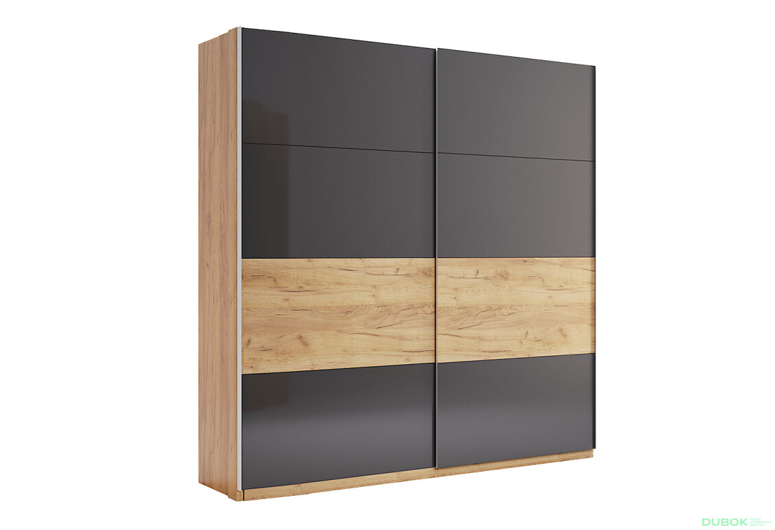 Skříň s posuvnými dveřmi 2.0x2.1 Mat Láva/Dub Kraft, série N Ramona - Fotografie 2 Fotografie 2 - Skříň s posuvnými dveřmi 2.0x2.1 Mat Láva/Dub Kraft, série N Ramona