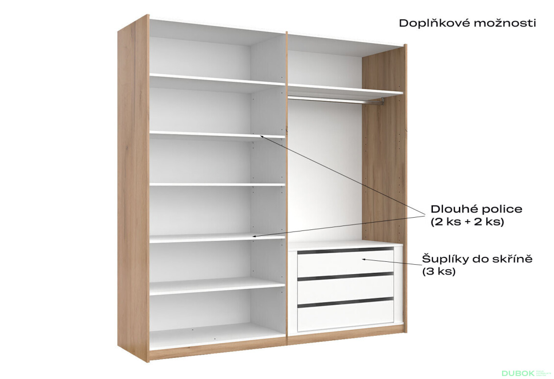 Skříň s posuvnými dveřmi 2.0x2.1 Mat Láva/Dub Kraft, série N Ramona - Fotografie 6 Fotografie 6 - Skříň s posuvnými dveřmi 2.0x2.1 Mat Láva/Dub Kraft, série N Ramona