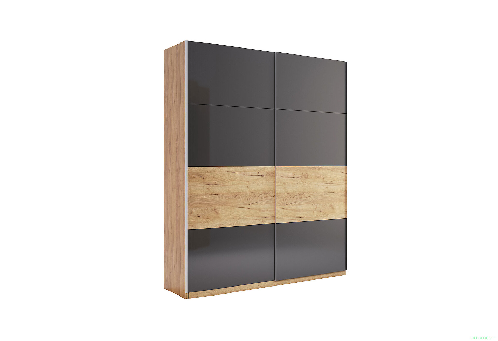 Fotografie 3 - Skříň s posuvnými dveřmi 1.5x2.1 Mat Láva/Dub Kraft, série N Ramona