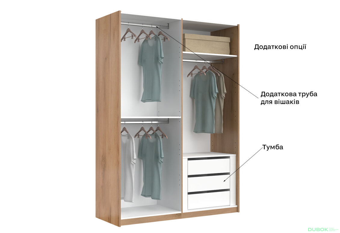 Fotografie 5 - Skříň s posuvnými dveřmi 1.5x2.1 Mat Láva/Dub Kraft, série N Ramona