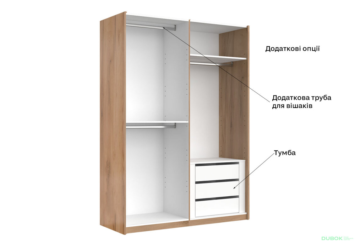 Fotografie 6 - Skříň s posuvnými dveřmi 1.5x2.1 Mat Láva/Dub Kraft, série N Ramona