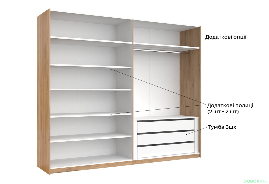 Fotografie 27 - Skříň s posuvnými dveřmi 2.5x2.1 Mat Láva/Dub Kraft, série N Ramona
