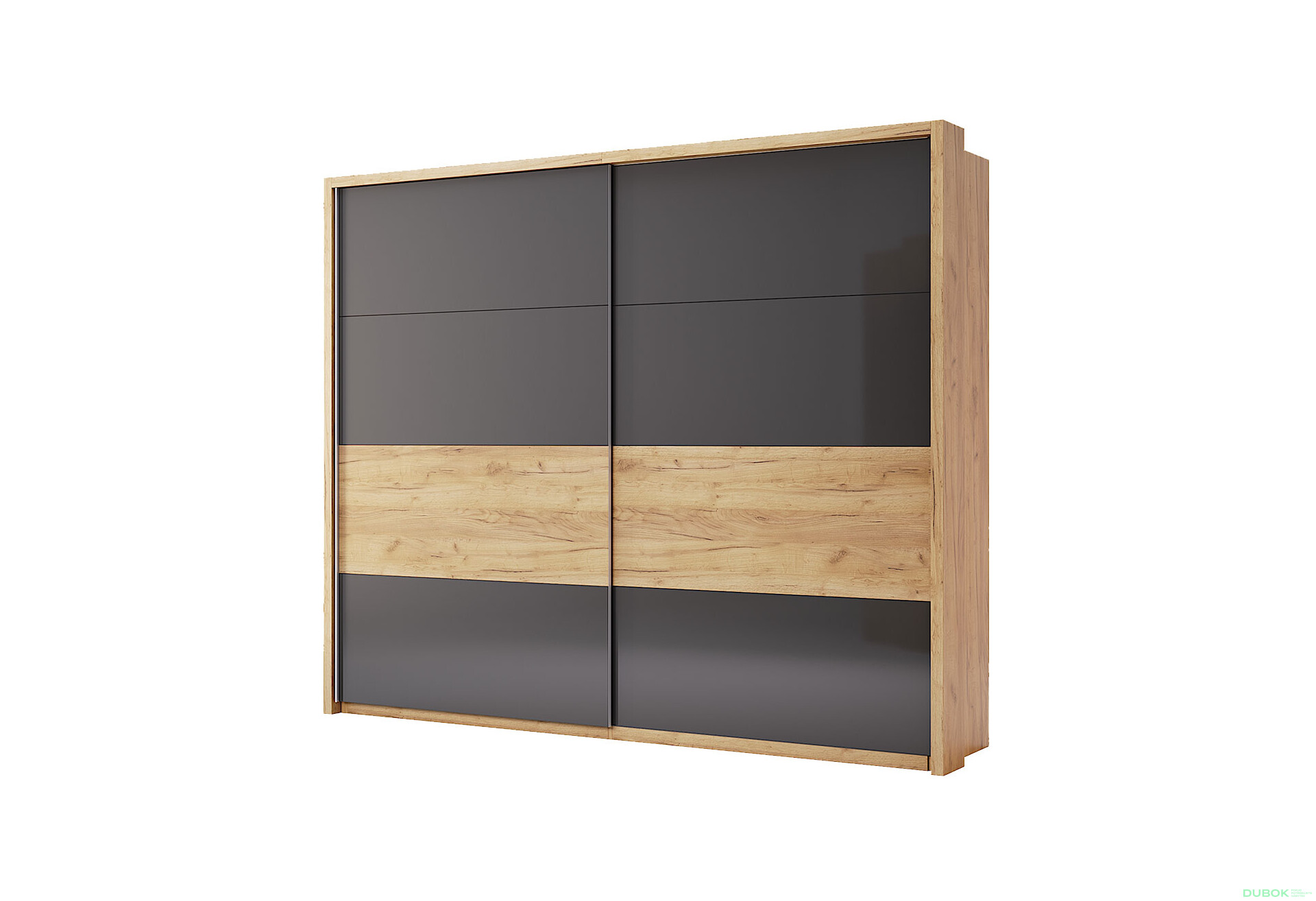 Možnost Garnýž (bez osvětlení) Skříně s posuvnými dveřmi 2.5x2.1 dub kraft - Fotografie 2 Fotografie 2 - Možnost Garnýž (bez osvětlení) Skříně s posuvnými dveřmi 2.5x2.1 dub kraft