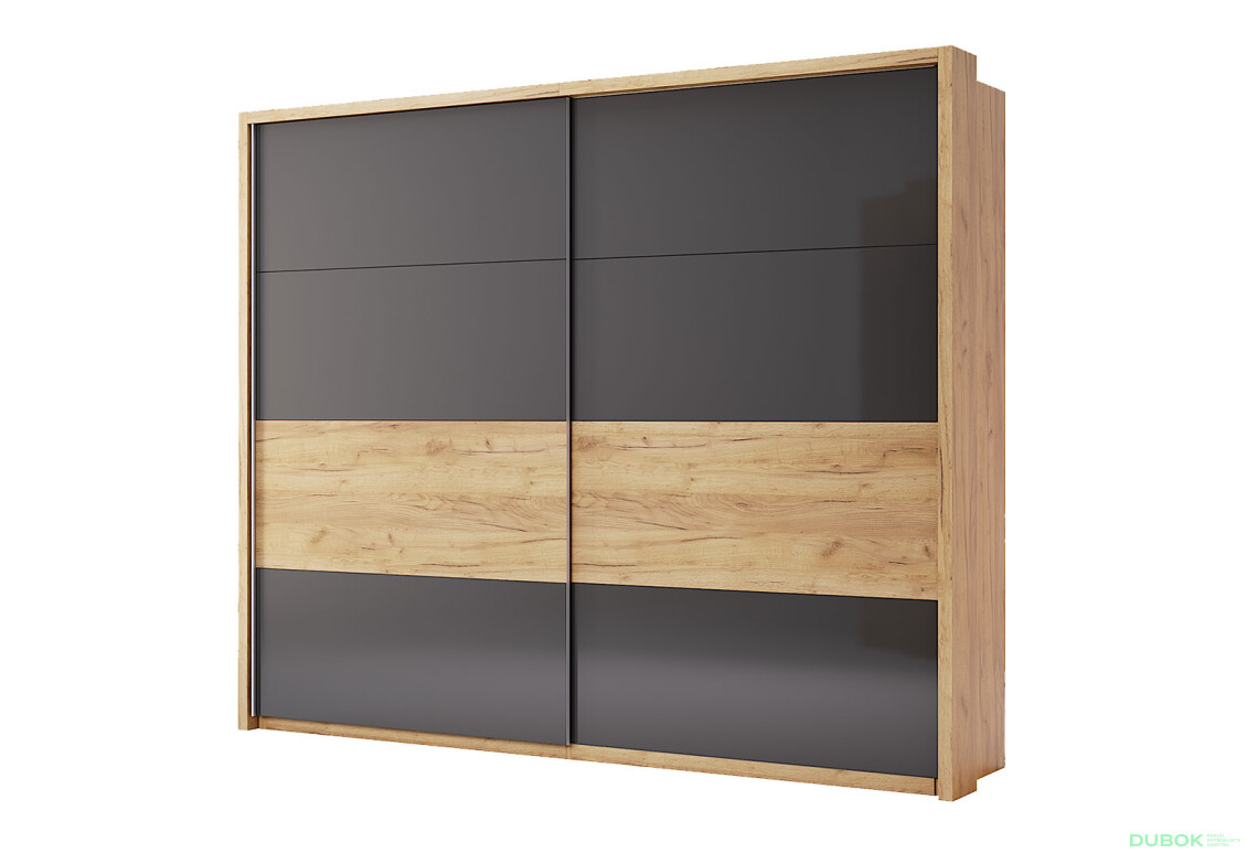 Možnost Garnýž (bez osvětlení) Skříně s posuvnými dveřmi 2.5x2.1 dub kraft - Fotografie 2 Fotografie 2 - Možnost Garnýž (bez osvětlení) Skříně s posuvnými dveřmi 2.5x2.1 dub kraft