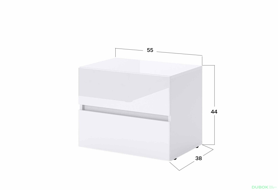 Noční stolek 2šx Lesklý Bílý Mija - Fotografie 3 Fotografie 3 - Noční stolek 2šx Lesklý Bílý Mija